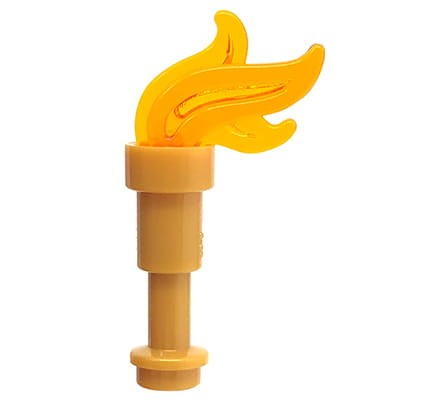 LEGO pochodnia - złota z pomarańczowym ogniem