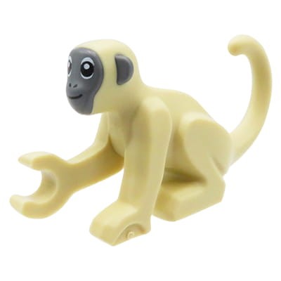 LEGO małpa / małpka - beżowa z szarym pyszczkiem i uszami