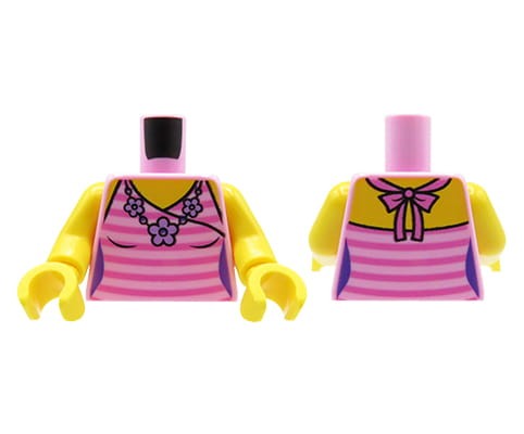 Zum Produkt Torso einer LEGO Minifigur – rosa gestreiftes Oberteil, Blumenkette