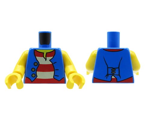 Zum Produkt LEGO Minifiguren-Torso – Pirat / blaue Weste, gestreiftes Hemd