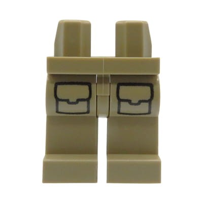 LEGO nogi / nóżki figurki - ciemne piaskowe / beżowe spodnie z kieszeniami