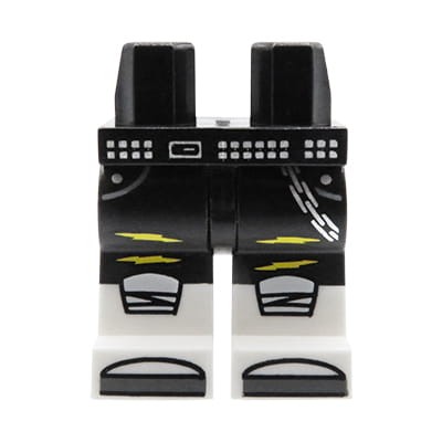 Zum Produkt Beine einer LEGO Minifigur – schwarze Hose, weiße Stiefel