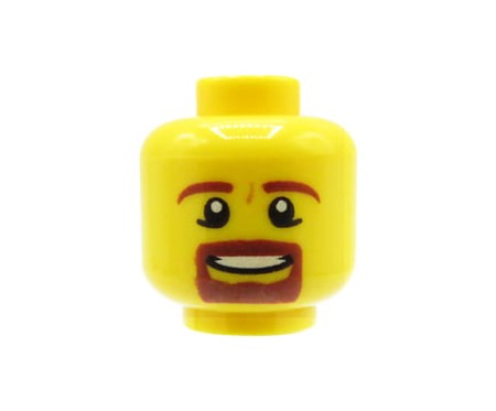 LEGO głowa / główka figurki - żółta, mężczyzna, broda i wąsy
