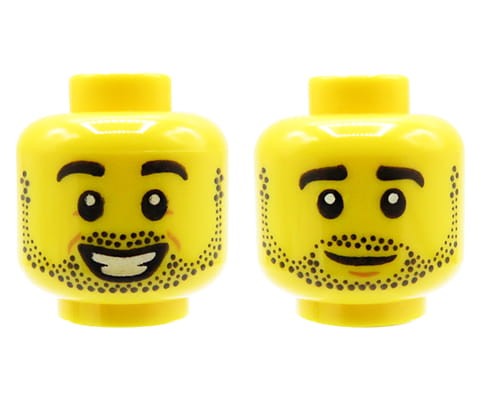 Zum Produkt Kopf einer LEGO Minifigur – Mann, Stoppeln, doppelseitig