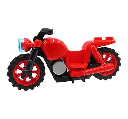 LEGO motor / motocykl chopper - czerwony, czerwone koła