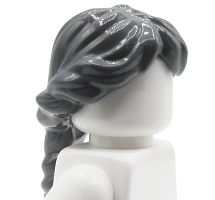 LEGO włosy figurki - damskie, siwe ciemne, warkocz