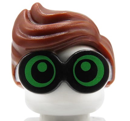 LEGO włosy figurki - męskie, brązowe z okularami
