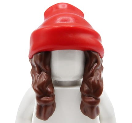 LEGO włosy figurki - brązowe, długie, czapka beanie