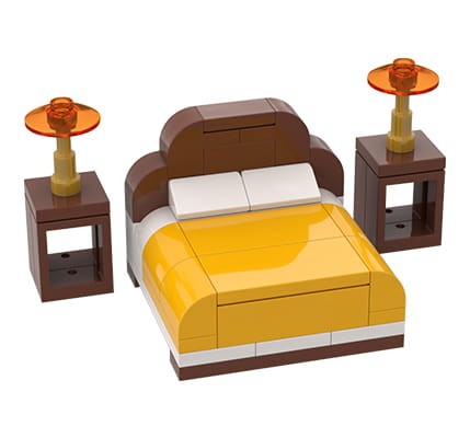 Meble / Mebelki: łóżko i stoliki nocne - mały zestaw z LEGO