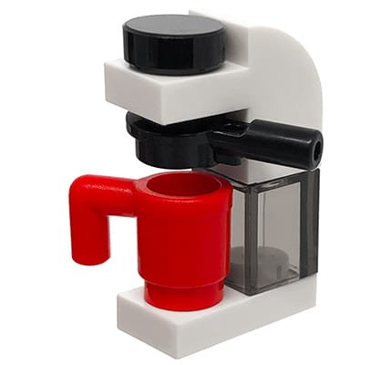LEGO ekspres do kawy biało-czarny z czerwonym kubkiem