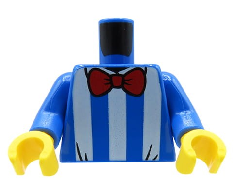 Accéder au produit Torse de figurine LEGO - chemise rayée bleue, nœud papillon rouge
