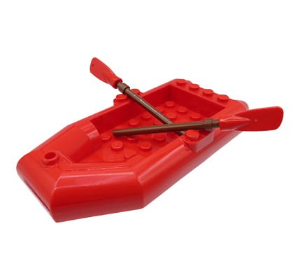 Łódka / ponton z wiosłami - z części LEGO, czerwony