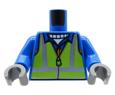 LEGO tors figurki - niebieska kurtka, limonkowa kamizelka odblaskowa / bezpieczeństwa