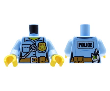 LEGO tors figurki - policjant / mundur policyjny z odznaką i radiem