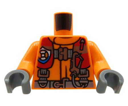 LEGO tors figurki - straż przybrzeżna / pomarańczowa kurtka, kamizelka ratunkowa, uprząż