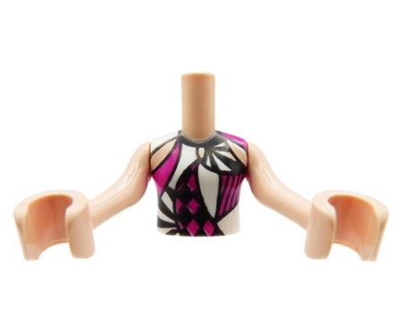 LEGO Friends tors figurki - kolorowa biało-różowo-czarna, wzorzysta bluzka bez rękawów