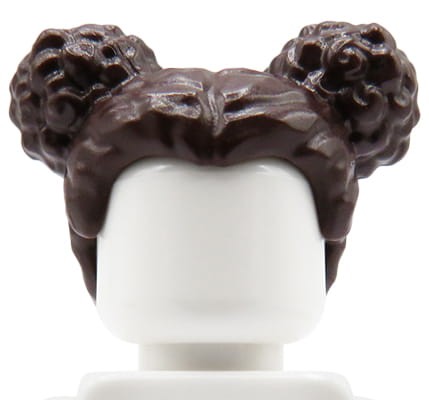 LEGO włosy figurki - damskie, ciemne brązowe, kręcone, kucyki / koczki