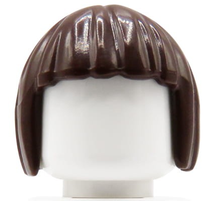 LEGO włosy figurki - damskie, ciemne brązowe, półdługie, z grzywką, fryzura bob
