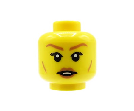 LEGO głowa / główka figurki - damska, uniesione brwi, uwidocznione kości policzkowe