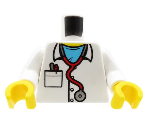 Accéder au produit Torse de figurine LEGO - docteur, tablier/manteau médical