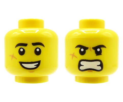 Przejdź do produktu LEGO głowa / główka figurki - mężczyzna, dwustronna, blizna