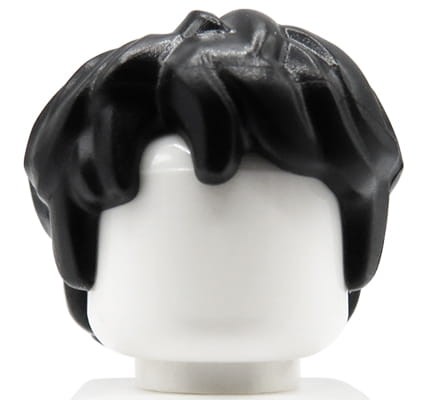 LEGO włosy figurki - czarne, półdługie, potargane