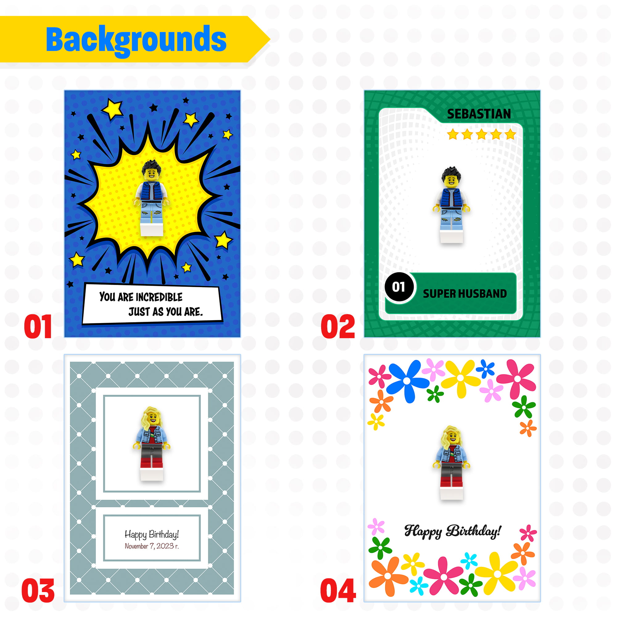 Figurines personnalisées – Cadre – Crée ta propre minifigurine à partir de pièces LEGO