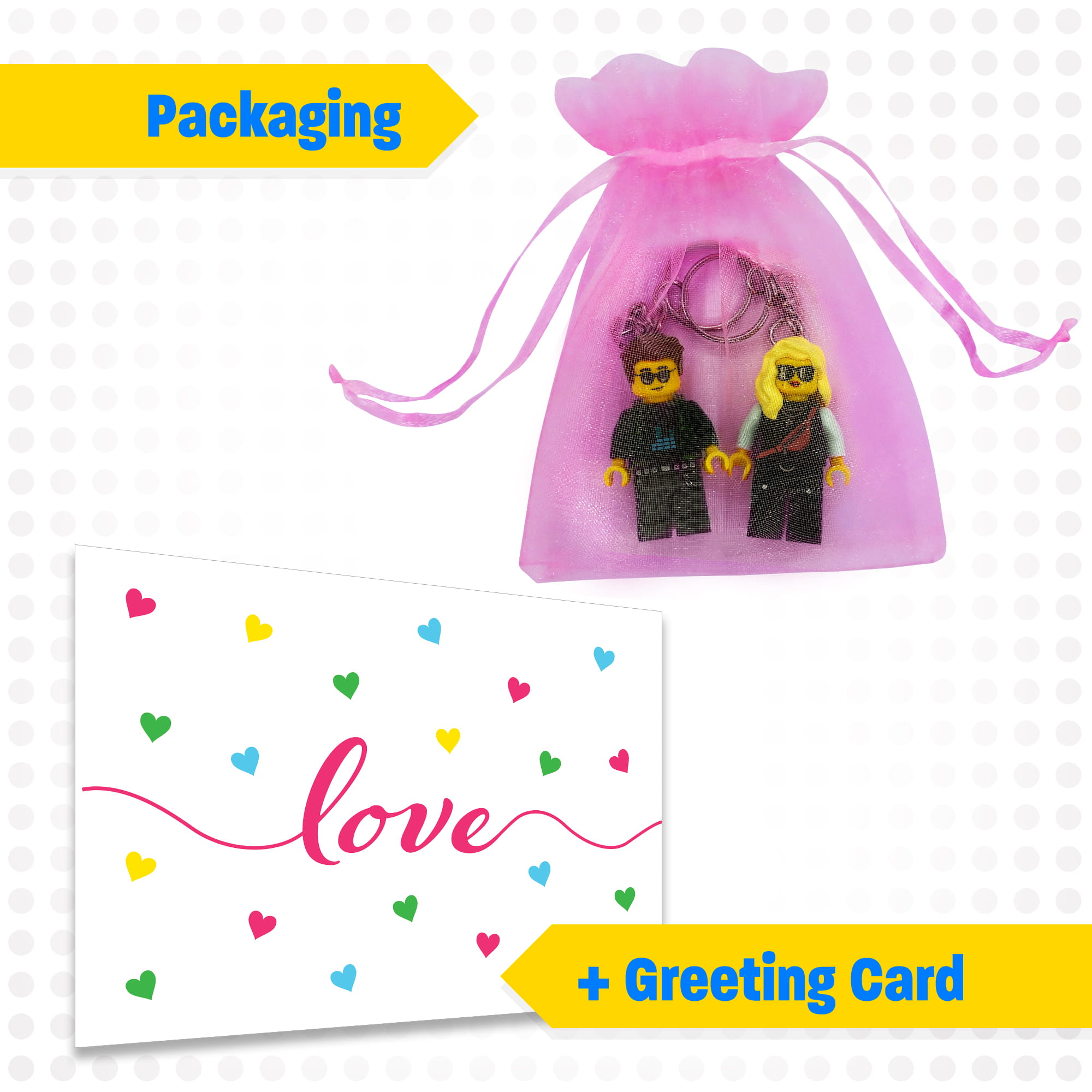Couple amoureux - Porte-clés - Figurines personnalisées à partir de pièces LEGO