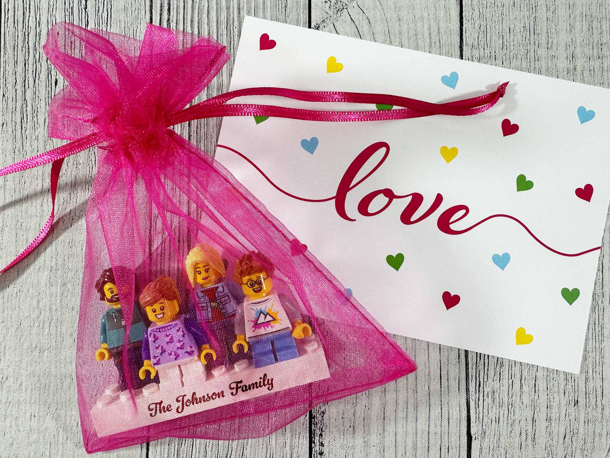 Figurines LEGO® personnalisées famille / amis - emballage cadeau