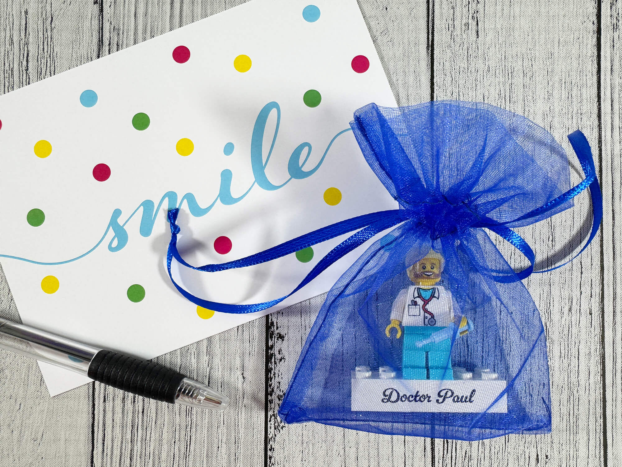 Figurine LEGO® personnalisée médecin - emballage cadeau