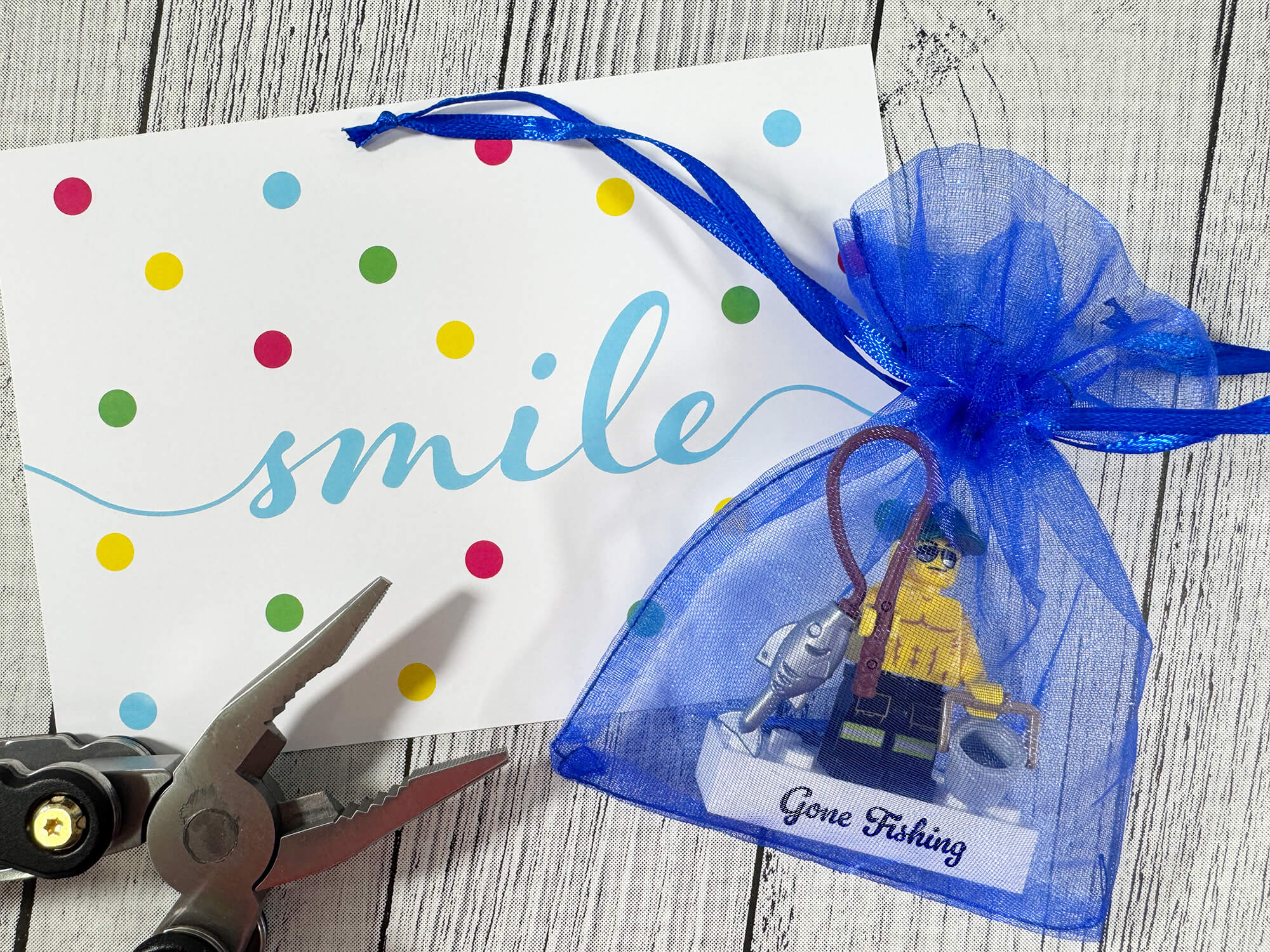 Figurine LEGO® personnalisée pêcheur – emballage cadeau